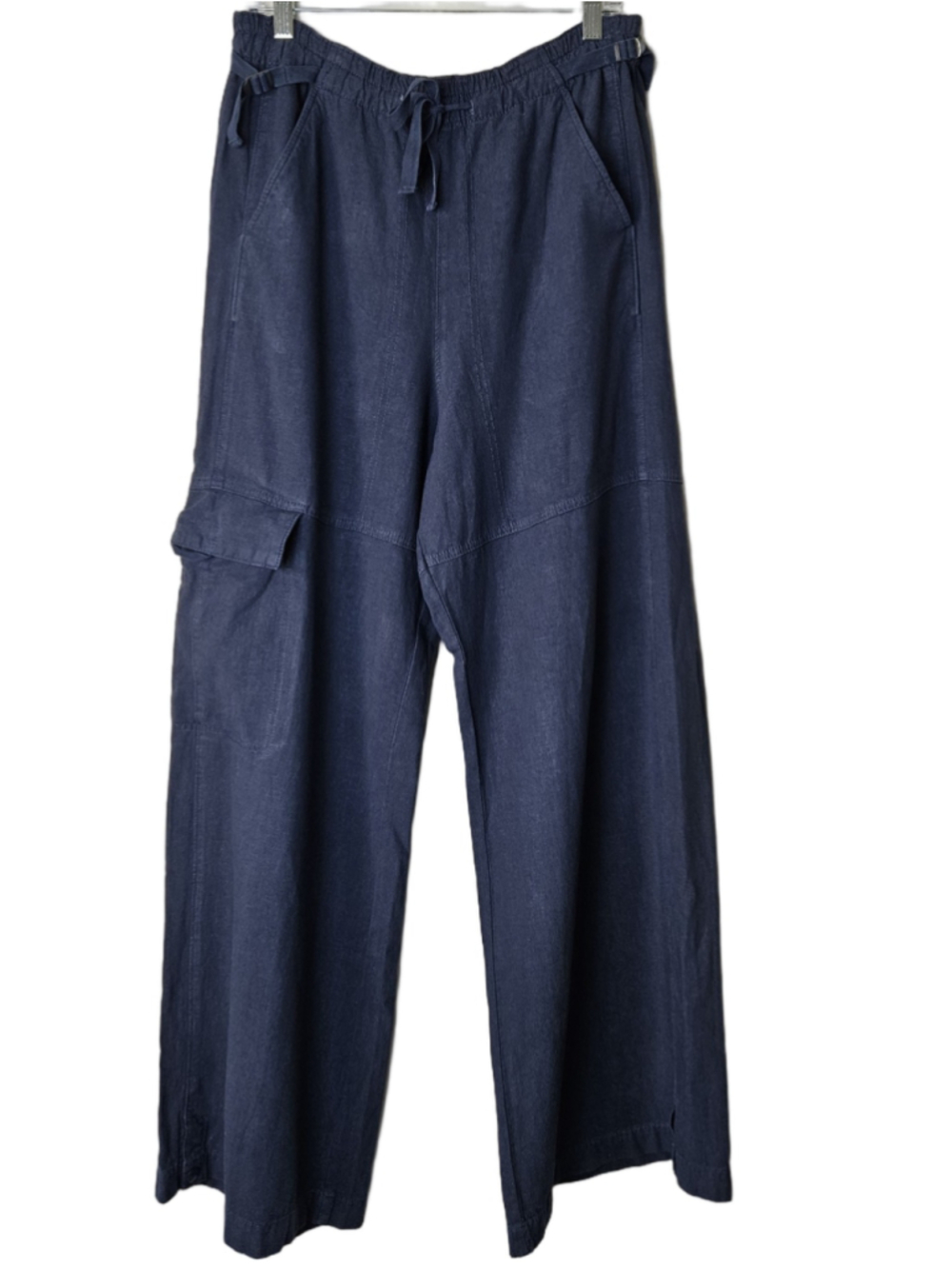 Anthropologie Pilcro Beach Cargo Wide Leg Linen Blend Pants Size M Blue - Picture 4 of 14